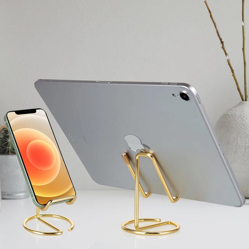Cute Metal Gold Cell Phone Stand for Desk, Compatible with All Mobile Phones, iPhone, Switch, iPad