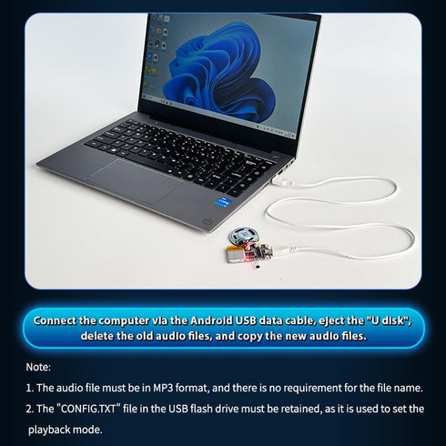 Voice Module with Magnet Sensor Control for Crafts, 16MB Sound Module with Speaker, Lithium Battery Powered