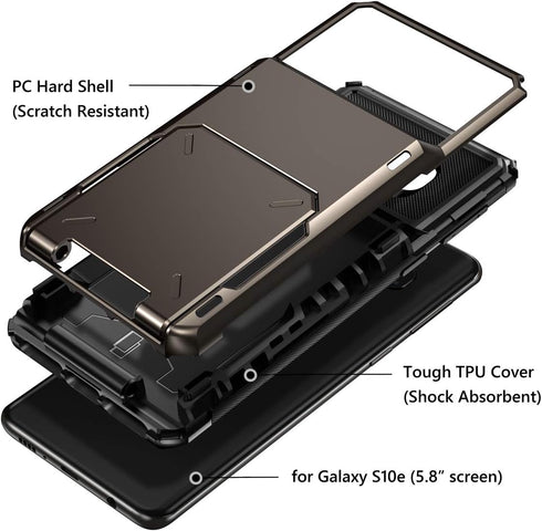 Vofolen Wallet Case for Samsung Galaxy S10e, Card Holder Slot, Scratch Resistant Dual Layer Protective Bumper Cover