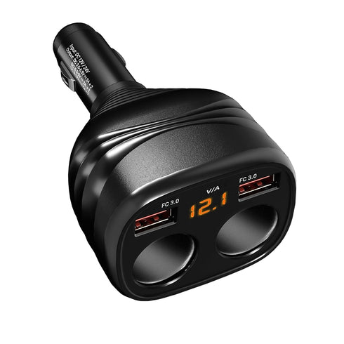 WOLFBOX 2 in 1 USB Charger for Cigarette Lighter, Car Charger with Dual USB Ports for Mirror Dash Cam, Compatible with
