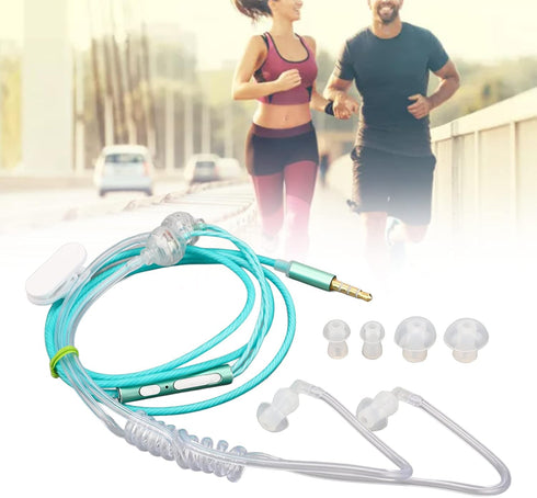 Yunseity Air Tube Headphones - Universal 3.5mm Bilateral Air Tube Earbuds with Noise Cancellation, Green