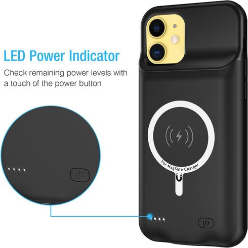 Battery Case for iPhone 11, Enhanced 10000mAh Wireless Charging Case, Compatible with Carplay, Rechargeable Extended