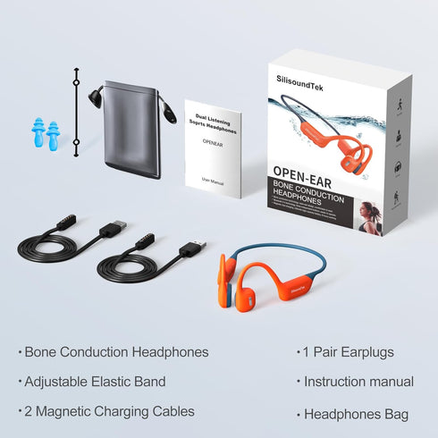6.0 Swimming IP68 32GB MP3 Bluetooth Headphones, Waterproof Bone Conduction Headphones, Liquid Silicone Wireless Open