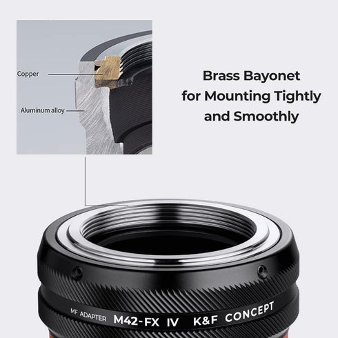 K&F Concept M42-FX IV Lens Mount Adapter for Manual Focus M42 Lens and Fujifilm X Mount Camera Body