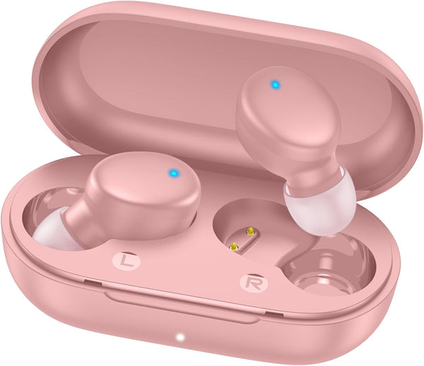 MOZOTER S8 Mini Wireless Earbuds, Bluetooth 5.3 in Ear Light-Weight Headphones, 60Hrs Playtime Ear Buds with Charging