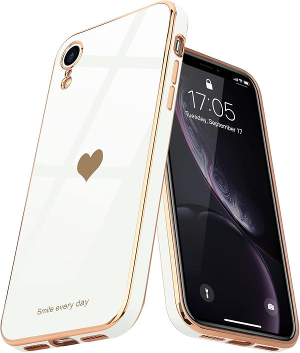 Teageo Compatible with iPhone Xr Case for Women Girl, Cute Love-Heart Luxury Bling Soft Back Cover for iPhone Xr