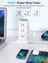 UWIWUTEI 12 4 (2 6FT Power Strip Tower with Multiple Outlets, Flat Plug Surge Protector Tower Extension Cord with AC