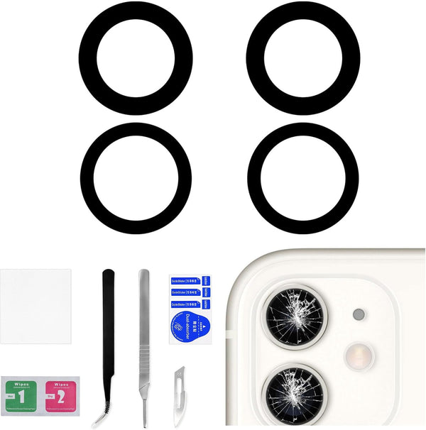 2 Sets iPhone 11 OEM Rear Camera Lens with Dual-Sided Adhesive Replacement Glass Lens Full Fix Tool Kit A2111 A2223