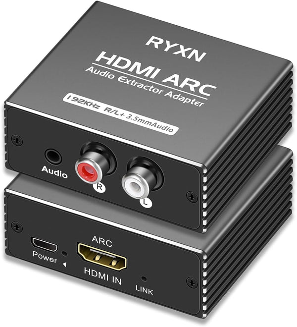 HDMI ARC Audio Extractor 192KHz, HDMI ARC Adapter with 3.5mm Audio and L/R Stereo Audio for HDTV Soundbar