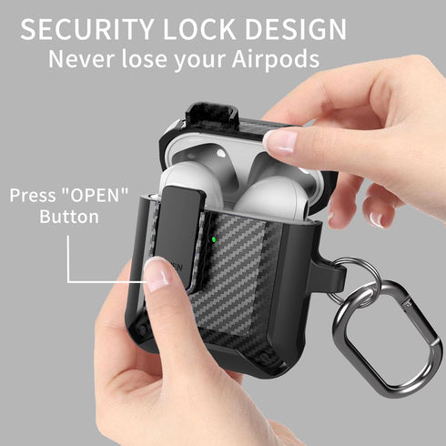 Olytop Rugged Case for AirPods 2nd 1st Generation with Cleaner Kit, Shockproof Hard Cover Skin with Keychain for Apple
