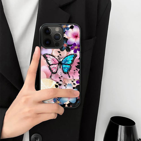 ZHEGAILIAN Pink Blue Butterfly Case for iPhone 15 Pro Max, 6.7-inch, Soft TPU, Non-Slip, Shock Absorption Cover for