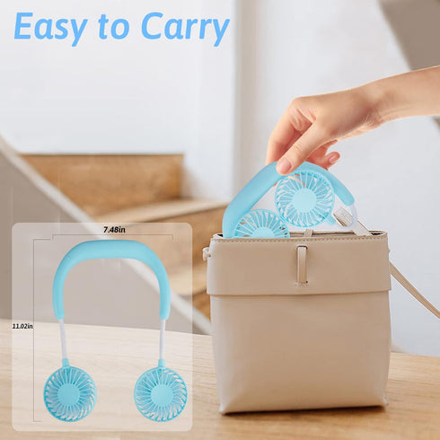 Haomaomao Portable Neck Fan, Mini Wearable Fan with 2500 mAh Rechargeable Battery for Working, Traveling, Office,