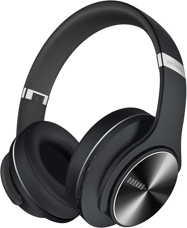DOQAUS Bluetooth Headphones Over Ear, 90 Hours Playtime Wireless Headphones with Noise Isolating HiFi Stereo, Black