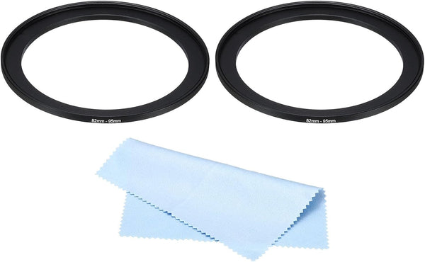 PATIKIL 82mm-95mm Metal Step Up Ring with Cleaning Cloth, 2 Pack Camera Lens Filter Adapter Ring