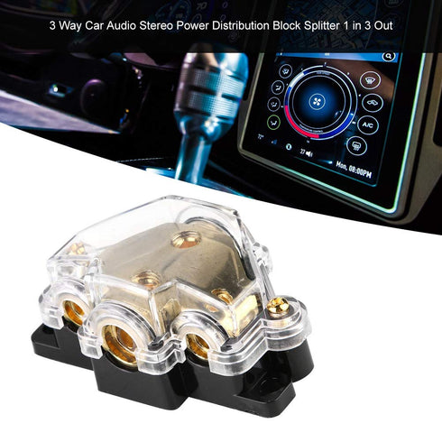 3 Way Car Audio Stereo Power Distribution Block - Distribution Block Splitter, 1 in 3 Out