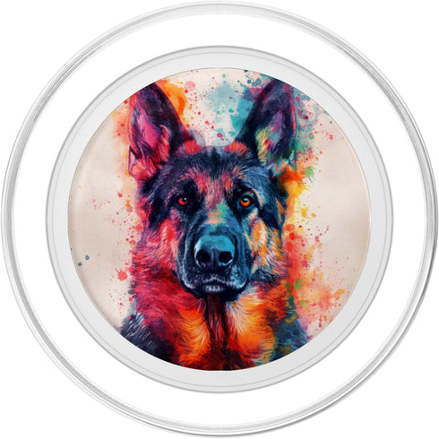 Watercolor Splash Colorful German Shepherd Dog PopSockets MagSafe PopGrip for iPhone