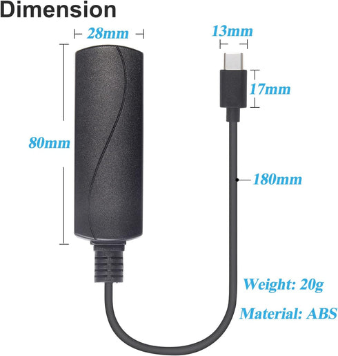 REVOTECH PoE to USB C Adapter Converter, Convert POE to Output 5V/2.4A Type-C with Ethernet, Plug and Play (P2C5V)