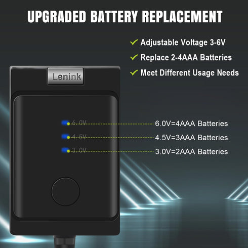Lenink Adjustable AC Power Supply Adapter for 2 AAA 3 AAA 4 AAA Batteries, AAA Battery Replacement Adapter (Black)