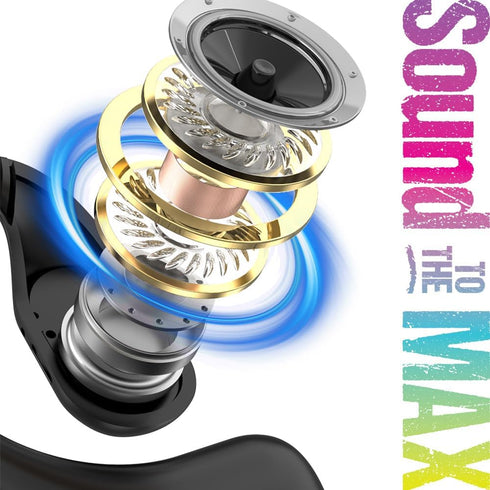 Maxell OWS Pro Bluetooth Open Earhooks, Immersive Sound, Vibrant Colors, Up to 18 Hours Playtime with Case