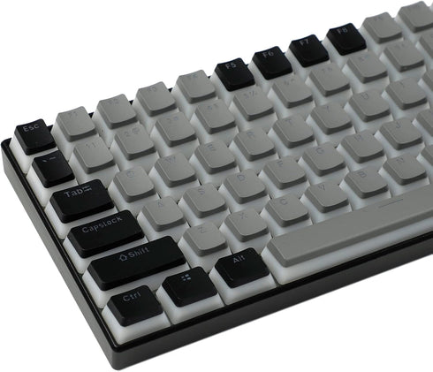 YMDK 128 PBT Double Shot ANSI ISO OEM Profile Pudding Keycaps for MX Mechanical Keyboard 61 68 87 104 (128 Black Gray)