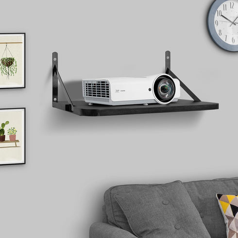 Projector Shelf,Projector Wall Mount Floating Shelf, Projector Stand,Projector Rack Holder,Projector Mount,Router Shelf Modem Cable Box Shelf for Xbox Series PS5 PS4 Solid Wood Black-T by BEARUT