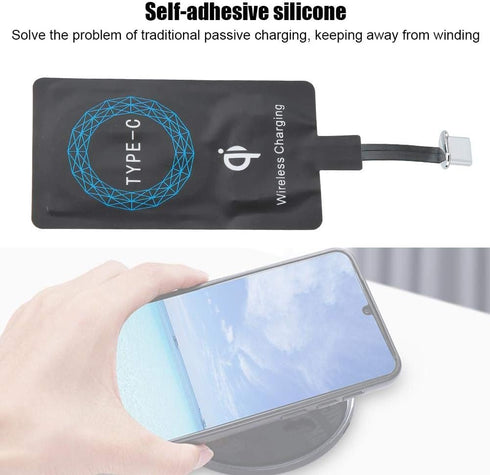 2 PCS Qi Wireless Charger Type-C Charging Receiver for Mobile Phone