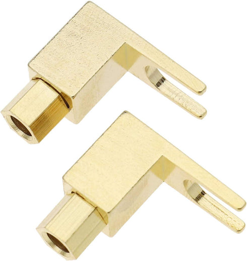 Create Idea 4pcs Brass Gold Plating Banana to Spade Adapter Connector for Audio Cables with 2 Screw-in Angles