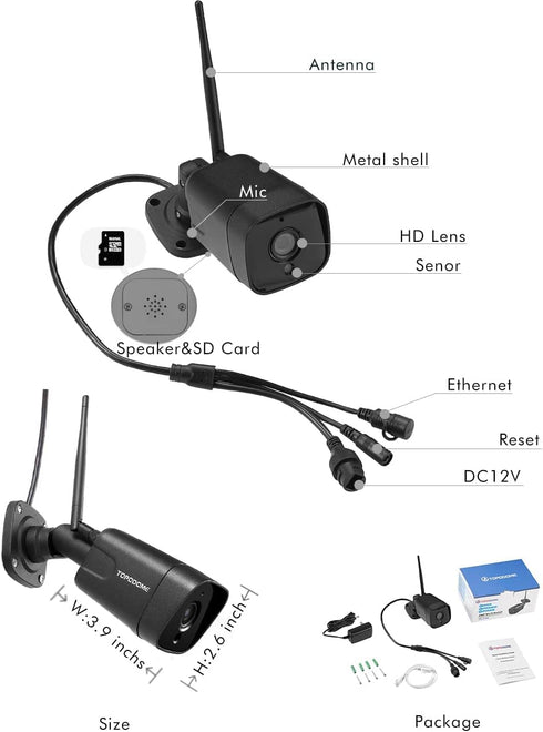 RTSP WiFi Bullet Camera Outdoor for Home Security - 1080P IP Surveillance, 65ft Night Vision, Humanoid Detection