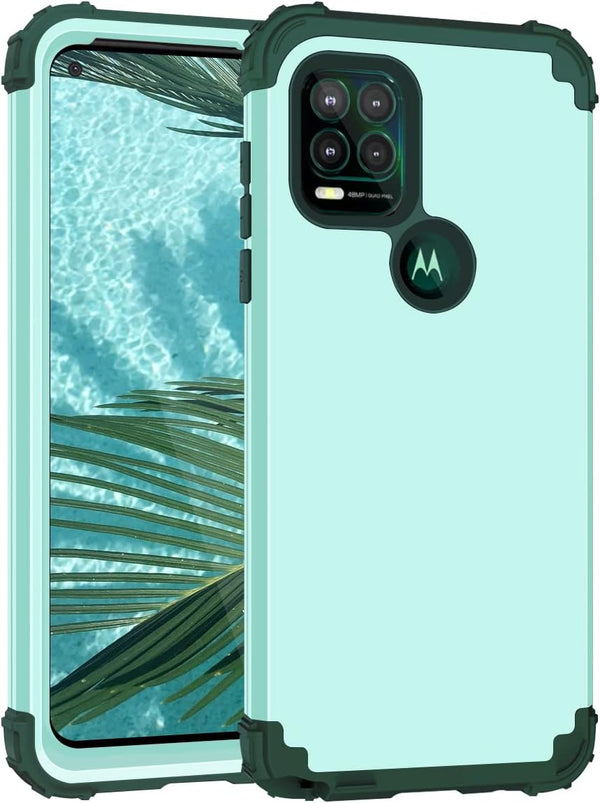 Case for Moto G Stylus 5G, Heavy Duty Shockproof Antiscratch Protective 3 in 1 Hard PC Silicone Bumper, Green