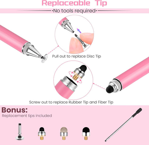 Big Diamond Multi-Tips Stylus Pen for Touch Screens - Capacitive Universal Stylist Pen for iPad, iPhone, and All