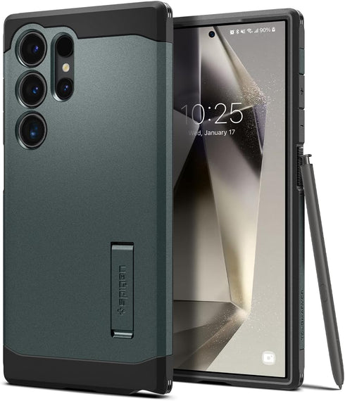 Spigen Tough Armor Samsung Galaxy S24 Ultra Case (2024), Kickstand, Military-Grade Protection, Abyss Green