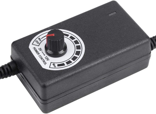 AC to DC Adapter Converter - 3-12V 2A Adjustable Power Supply Motor Speed Controller with US Plug