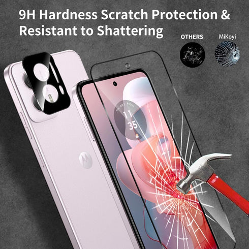 2+2 Pack Tempered Glass Screen Protector + Camera Lens Protector for Motorola Moto G Power 5G (2024), Full Coverage 9H