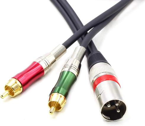 SiYear 15FT XLR Male to 2 x Phono RCA Plug Adapter Y Splitter Patch Cable, 1 XLR Male to Dual RCA