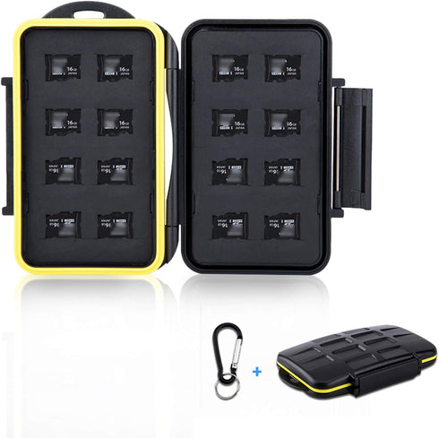 16 Slots Micro SD Card Holder, Micro SD Card Case Organizer with Carabiner, Water-Resistant