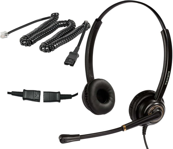 Corded RJ9 Telephone Headset with Microphone Noise Cancelling for Polycom, Avaya, Fanvil, and More