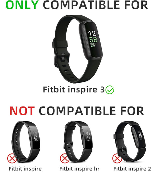Compatible with Fitbit Inspire 3 Bands for Women and Men, 4 Pack Soft Silicone Sport Wristband Replacement Straps for