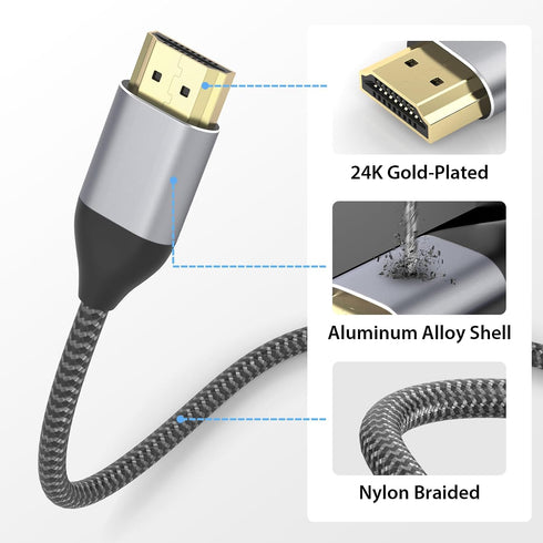 2.0 4K 60Hz 18Gbps 10 Cyberguys! Mini HDMI to HDMI Cable, Ultra HD, High-Speed Bi-Directional Braided Cord