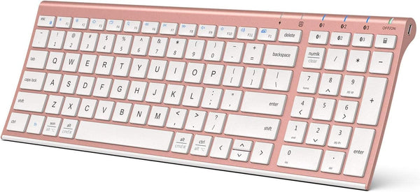 iClever BK10 Bluetooth Keyboard, Multi Device Rechargeable Keyboard with Number Pad, Ergonomic Design for iPad, iPhone,