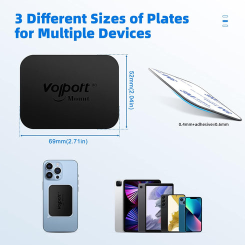 volport 6 Pack Metal Plate for Phone Magnet, Magic Plates Replacement with Sticky Adhesive for Magnetic Car Phone Mount