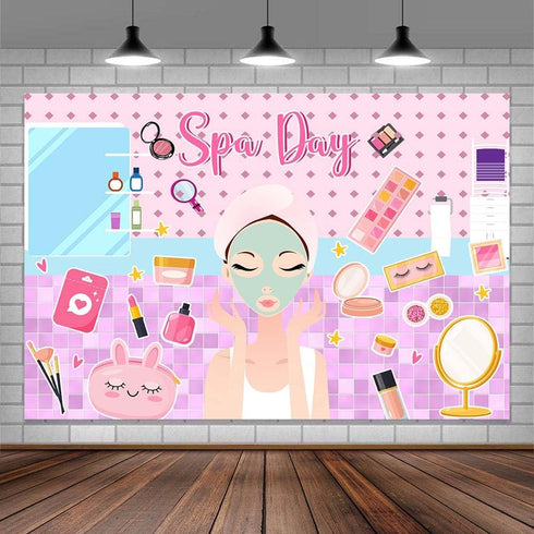 Dtekoj 7X5FT Spa Party Backdrop, Sweet Pink Beauty Makeup Photography Background Banner for Spa Birthday Party