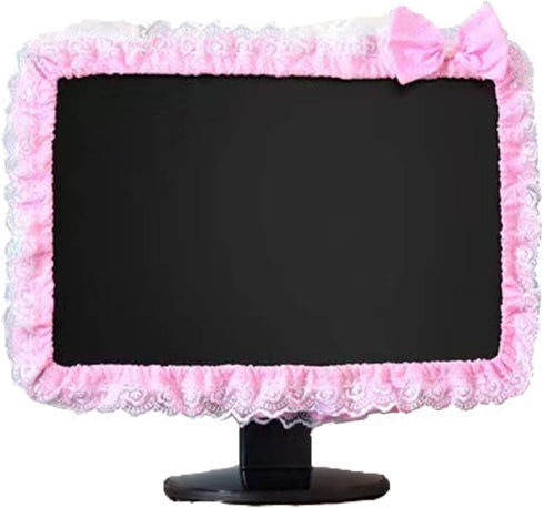 Computer Monitor Cover with Lovely Cute Elastic Pen Pocket Bow-knot TV LCD