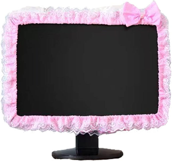 Computer Monitor Cover with Lovely Cute Elastic Pen Pocket Bow-knot TV LCD