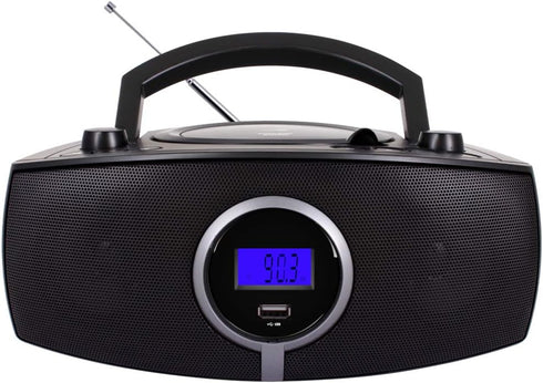 HANNLOMAX HX-316CD CD/MP3 Boombox with Bluetooth, AM/FM Radio, USB Port, LCD Display, Aux-in, AC/DC Power Source (Black)