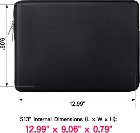 RAINYEAR 13 Inch Laptop Sleeve, Black, Water Resistant Padded Cover Bag for 2021 2022 MacBook 13.6" M2