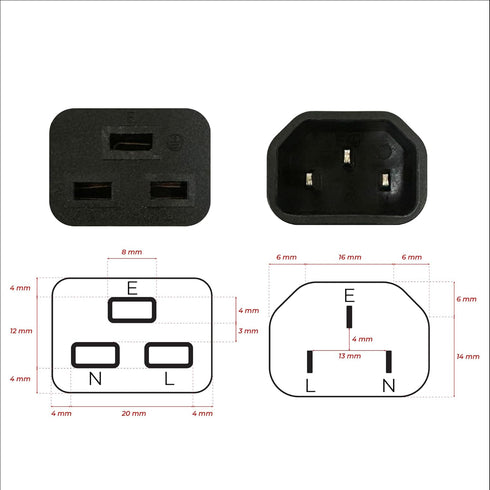 Dracaena 10 Pack PDU UPS Power IEC Male C14 to Female C19 Adapter Connector