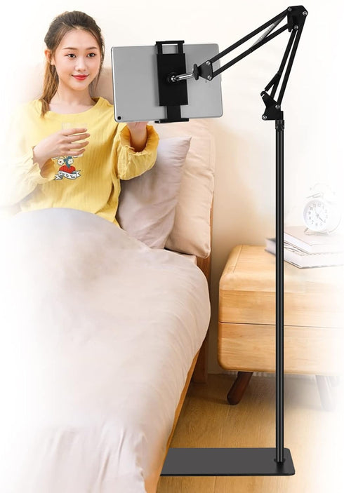 SAMHOUSING Tablet Floor Stand, Adjustable Universal 360-degree Rotatable Metal Tablet Holder, Phone Stand