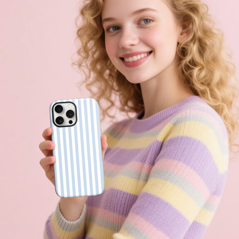 flewfun 13/14 Magnetic for iPhone Case Cute Stripes Phone Case, Shockproof Slim TPU and Hard PC Protective Phone Cover