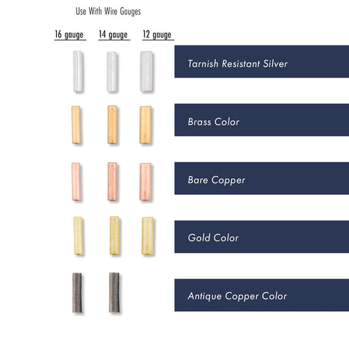 Artistic Wire Crimp Tubes, Large Gauge, Brass Color, 12 ga Wire, ID 2.2 mm, 50 pc