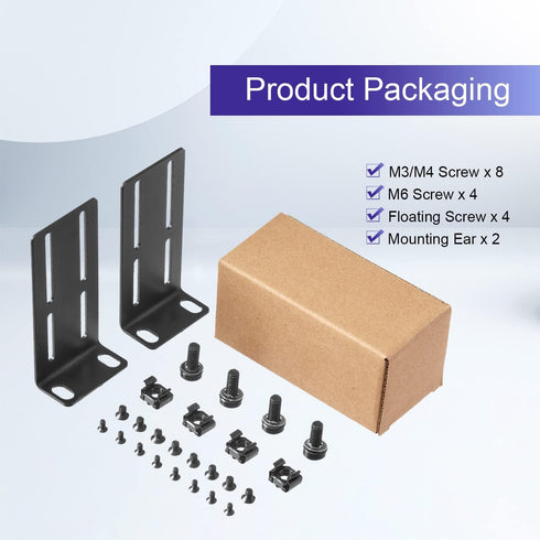 Universal Adjustable Rack Mount Kit for 19 Inch Rack Ears - Compatible with HP/ProCurve/Aruba/HPE